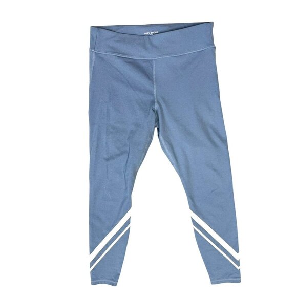 Tory Burch Tory Sport Blue Compression Chevron High Waisted Leggings Size XL - Picture 1 of 5